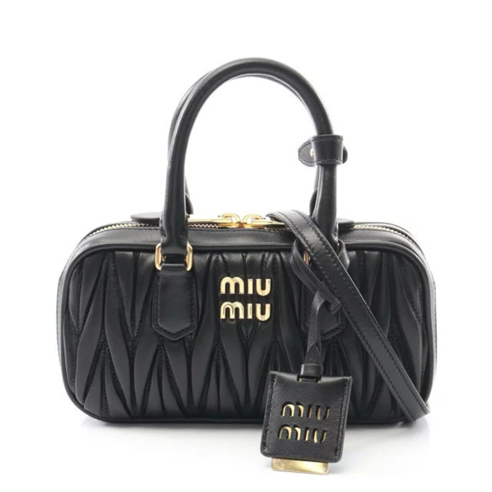 Miu Miu MATELASSE Handbag Leather Black